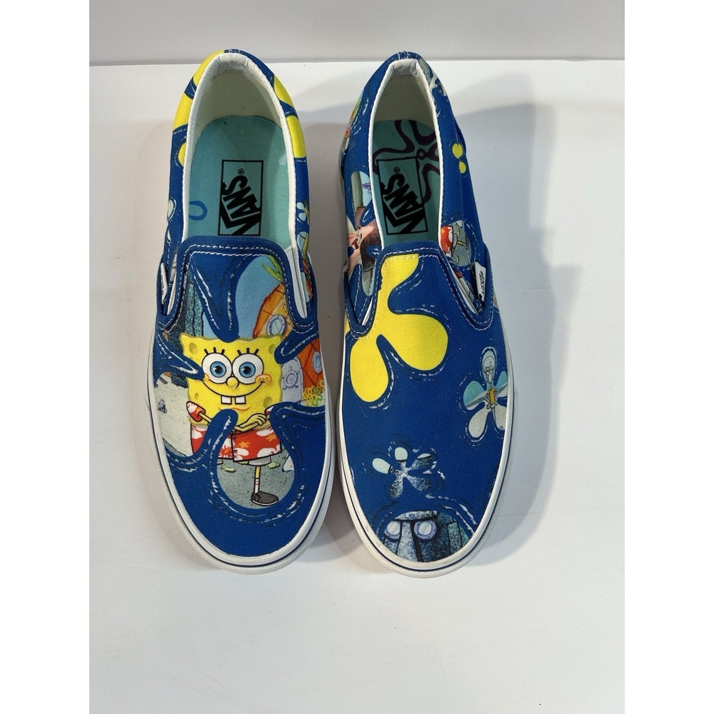 Vans SpongeBob SquarePants Slip On Shoes Men 7.5 Women 9 Blue Nickelodeon - Picture 1 of 8